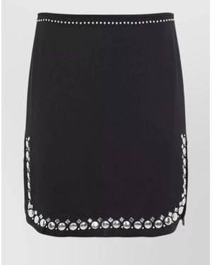 Rabanne Studded Sequin Asymmetric Mini Skirt - Black