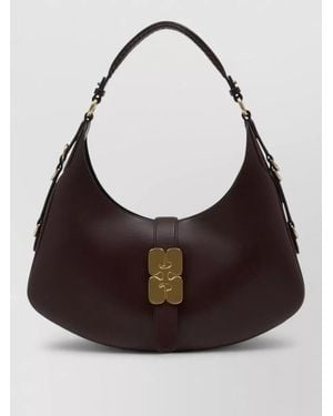 Ganni Kat Small Leather Shopper Shoulder Bag - Brown