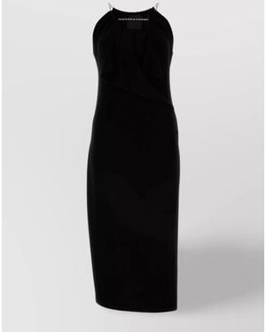 Givenchy Viscose Halterneck Sleeveless Cutout Midi Dress - Black