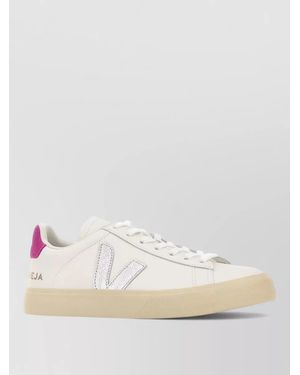 Veja Leather Campo Trainers Contrast Heel Tab - Natural