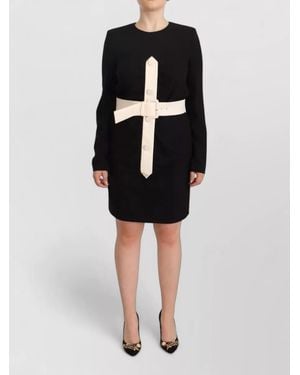 Givenchy Wool Long Sleeve Belted Mini Sheath Dress - Black