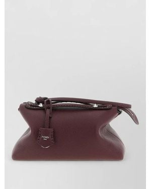 Fendi Selleria Medium Leather Clutch Top Handle Strap - Purple