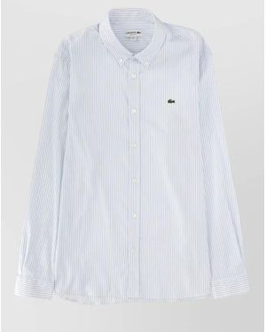 Lacoste Shirt Long Sleeves Buttoned Collar Cuffs - White