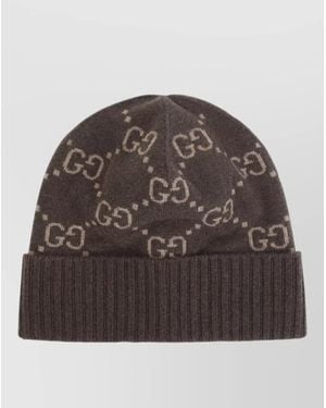 Gucci Cashmere Ribbed Beanie - Brown