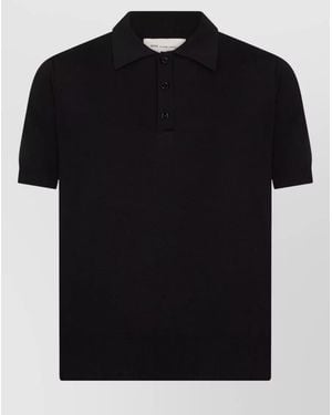 Ami Paris Wool Short-Sleeve Polo Shirt - Black