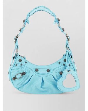 Balenciaga Shoulder Clutch Bag Braided Handle Charm - Blue