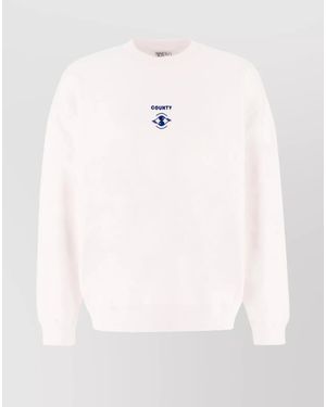 Marcelo Burlon Cotton Oversized Ribbed Crew-Neck Sweatshirt - White