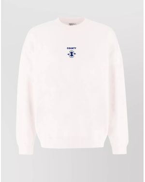 Marcelo Burlon Cotton Oversized Ribbed Crew-Neck Sweatshirt - White