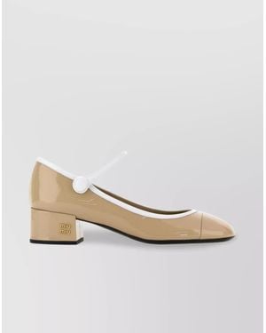 Miu Miu Leather Block Heel Pumps With Round Toe - White