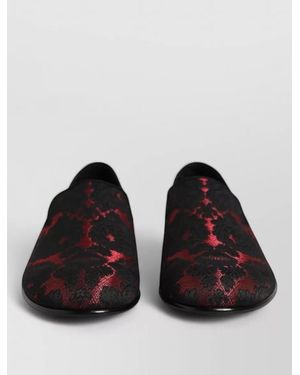 Dolce & Gabbana Jacquard Brocade Lace Loafer Slippers - Black