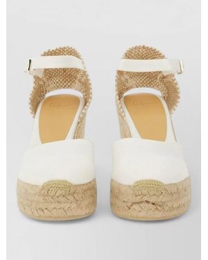 Castañer Carol Espadrille Wedge Canvas Ankle Strap - Metallic