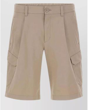 Herno Utility Bermuda Shorts Belt Loops Cargo Pockets - Natural