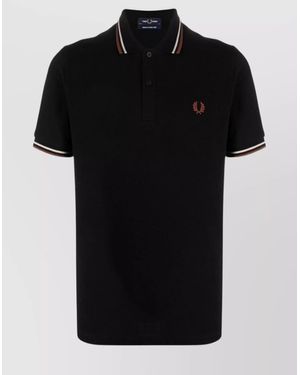 Fred Perry Striped Cotton Polo Shirt - Black