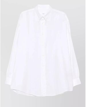 Cellar Door Ceola Cotton Shirt Button Collar Long Sleeves - White