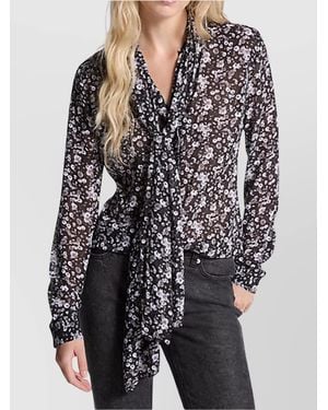 Michael Kors Pleated Bow Blouse - Grey