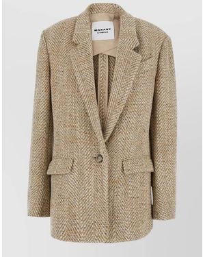 Isabel Marant Parly Wool Herringbone Double Breasted Jacket - Natural