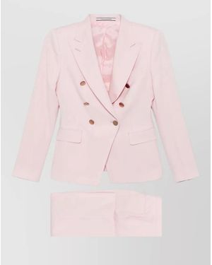 Tagliatore Wool Suit Double Breasted Notched Lapels - Pink
