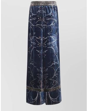 Pierre Louis Mascia Kanpur Adana Floral Maxi Velvet Skirt - Blue