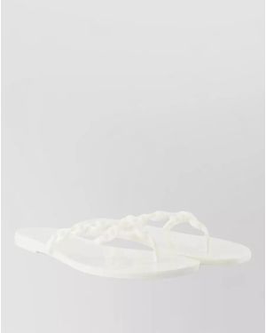 Tory Burch Gemini Link Flat Sole Braided Straps - White