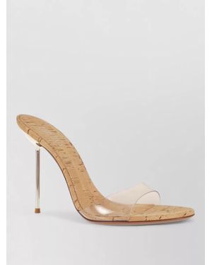 Paris Texas Mule Court Shoes Transparent Strap Cork Sole - Multicolour