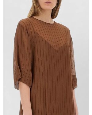 Alysi Silk Midi Dress Sheer Back Tie - Brown