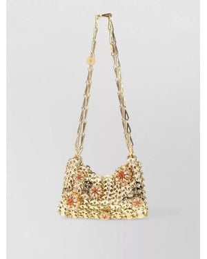 Rabanne Metal Chain 1969 Shoulder Bag Floral Strap - Metallic