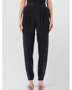 Saint Laurent Silk High-Rise Straight-Leg Tailored Trousers - Black