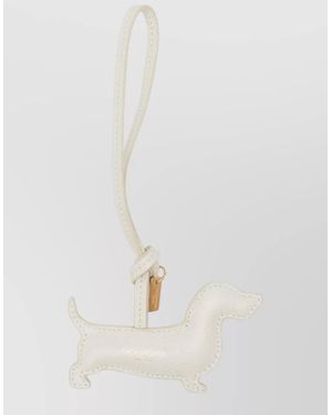 Thom Browne Leather Dog Keychain - White