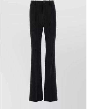 Balenciaga Pinstriped Straight Leg Trousers - Black