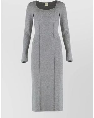 Calvin Klein Viscose Blend Midi Dress Slim Fit - Gray