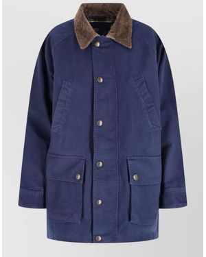 Polo Ralph Lauren Casual Jacket With Corduroy Collar And Pockets - Blue