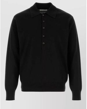Dries Van Noten Wool Muano Polo Sweater Long Sleeves - Black