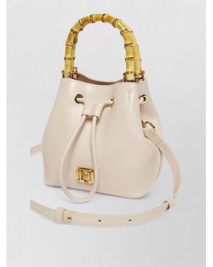 Marella Bamboo Handle Bucket Bag Detachable Strap - White
