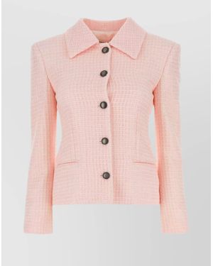 Alessandra Rich Sequin Checked Tweed Blazer - Pink