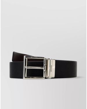 Prada Two Tone Leather Belt - Black