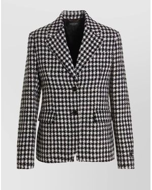Versace Virgin Wool Single-Breasted Tweed Jacket - Black