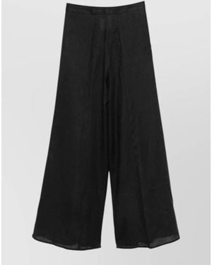 Semicouture Kym Linen High Waist Wide Leg Trousers - Black