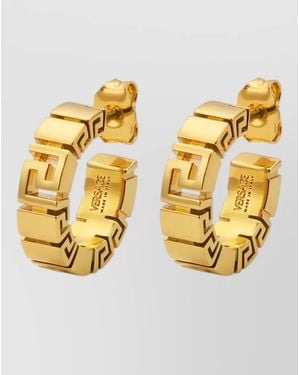 Versace Greca Motif Hoop Earrings Geometric Band - Metallic