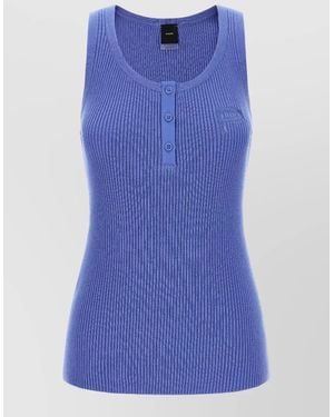 Pinko Sisma Ribbed Knit Tank Sleeveless Top - Blue