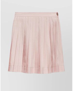 Versace Silk Pinstripe Pleated Skirt - Pink