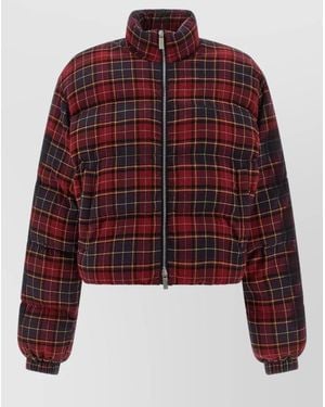 Off-White c/o Virgil Abloh Arrow Spray Plaid Quilted Down Jacket - Red