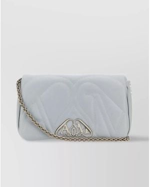McQueen The Seal Small Leather Crossbody Bag - Grey