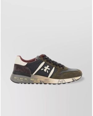 Premiata Leather And Nylon Sneakers With Rubber Sole - Black