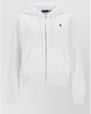 Polo Ralph Lauren Zip Hoodie Logo Front Kangaroo Pocket - White