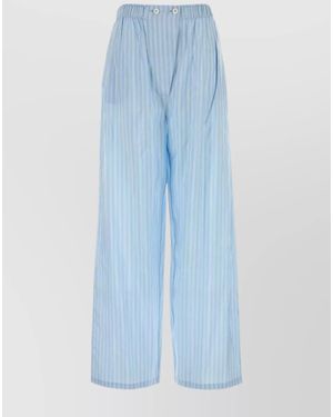 Prada Silk Wide-Leg Trousers - Blue