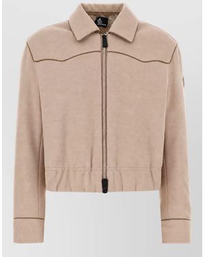 Moncler Flannel Single Breasted Coat - Natural