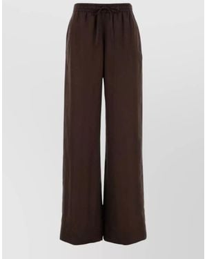 Stella McCartney Silk Jacquard Satin Wide-Leg Pants - Brown
