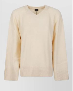 Pinko Cashmere Wool Crewneck Sweatshirt - Natural