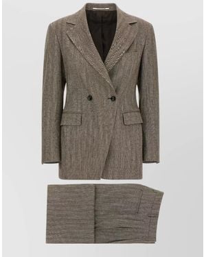 Tagliatore Astra Tailored Double Breasted Notch Lapel Suit - Gray