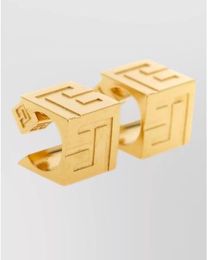 Balmain Pb 3D Geometric Design Statement Earrings - Metallic